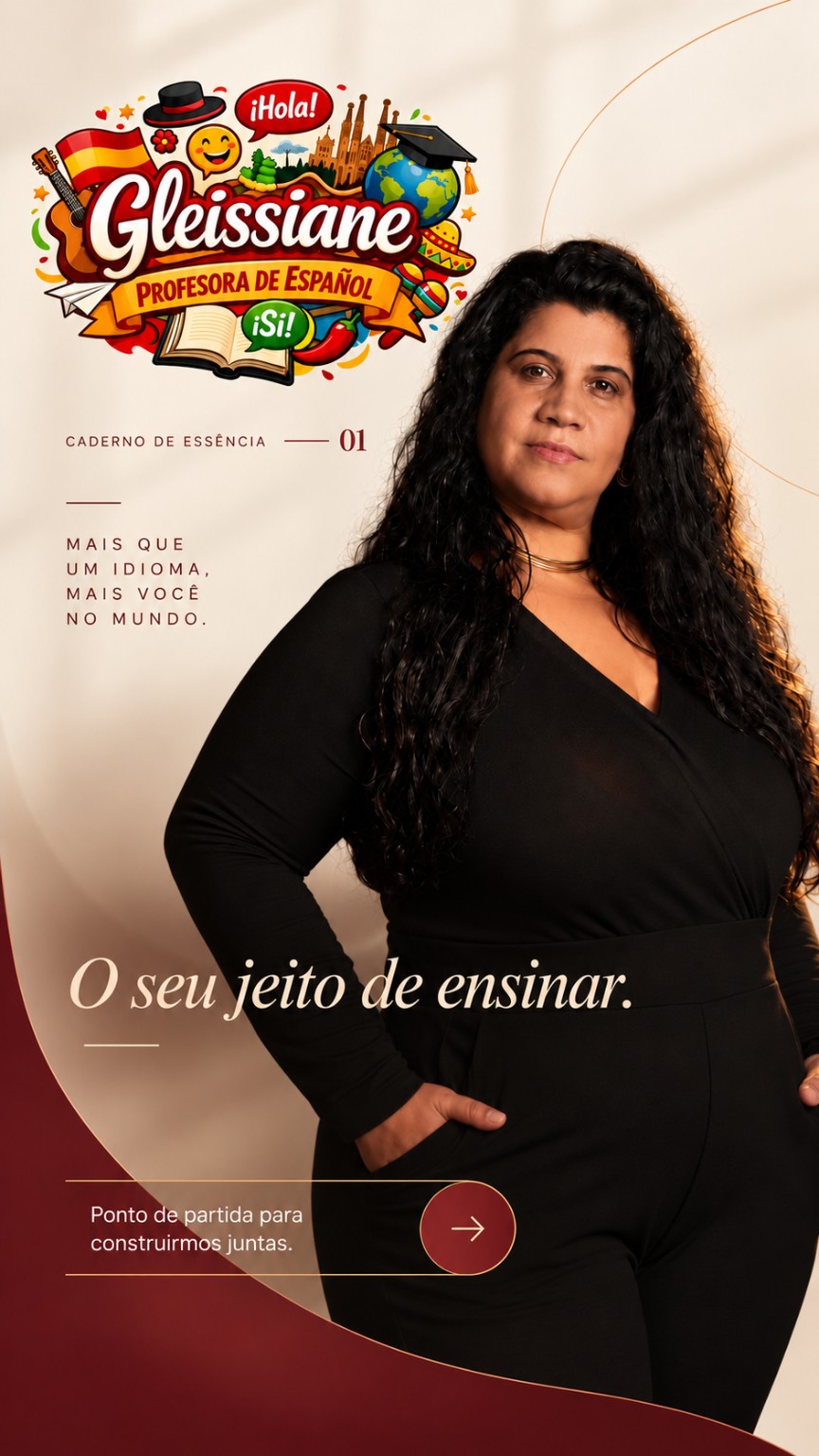 Capa do Caderno de Essência com a logo ilustrada e colorida da Gleissiane